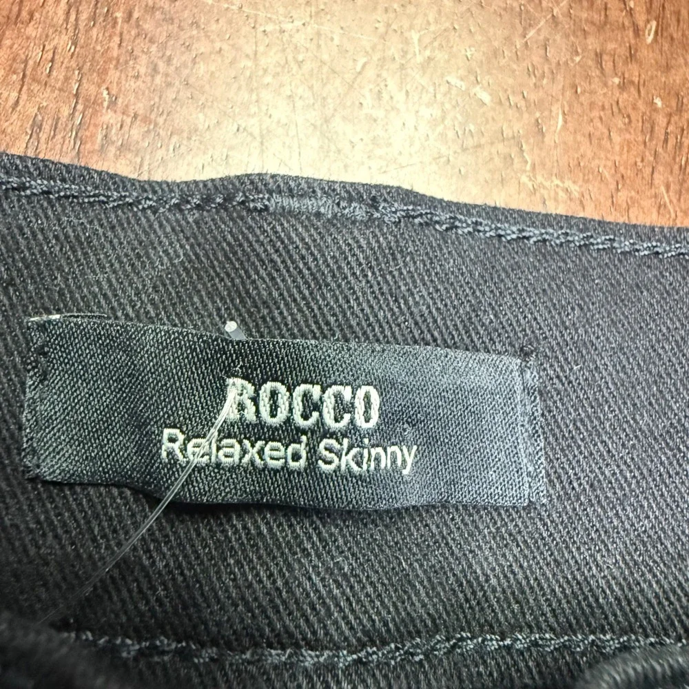 NWT True Religion Rocco Relaxed Skinny Jeans Mens 32 Black Flap Pocket 105707